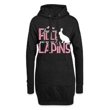Juste une Fille qui adore les Lapins Cadeau Lapin - Sweat-shirt à capuche long Femme - noir - Devant