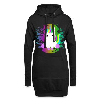 unicorn Einhorn - Hoodie-Kleid - Schwarz - Vorne