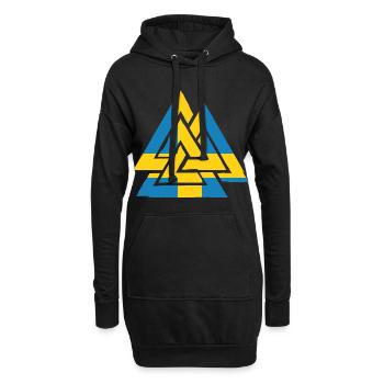 Drapeau suédois avec Valknut, symbole d'Odin - Sweat-shirt à capuche long Femme - noir - Devant