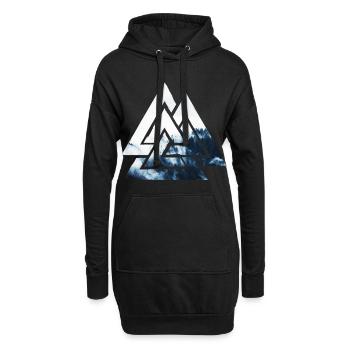 Valknut, Symbol von Odin - Mit Nebelwald - Hoodie-Kleid - Schwarz - Vorne