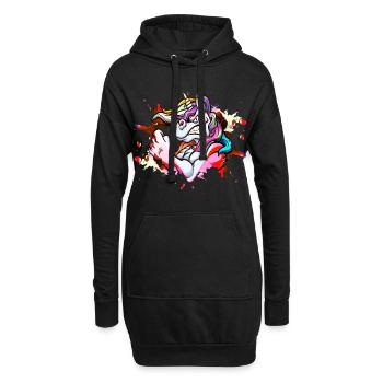 Licorne Muscles Forts Fitness Musculation Coloré - Sweat-shirt à capuche long Femme - noir - Devant
