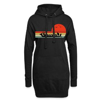Drachenboot Racing Crew Paddlers Vintage Retro - Hoodie-Kleid - Schwarz - Vorne