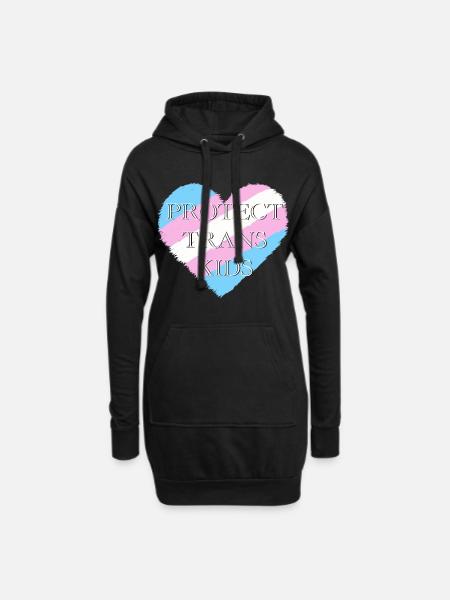 Trans-Herz - Trans-Kinder schützen - Hoodie-Kleid - Schwarz
