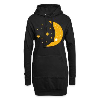 Mond und Sterne Geschenk Kindermode Weltraum - Hoodie-Kleid - Schwarz - Vorne