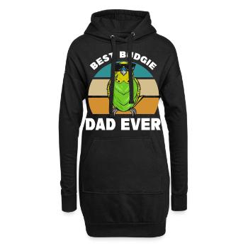 Budgerigar Papa | Animaux de compagnie Oiseaux Animaux Cadeau - Sweat-shirt à capuche long Femme - noir - Devant
