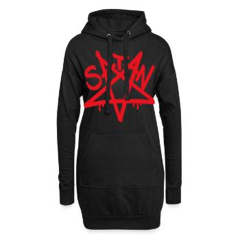 Étoile de Satan Pentagramme Rouge Inversé - Sweat-shirt à capuche long Femme - noir - Devant