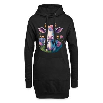 Kuh - Hoodie-Kleid - Schwarz - Vorne