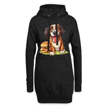 Hund Burger Hamburger Fast Food Hundeliebhaber - Hoodie-Kleid - Schwarz - Vorne