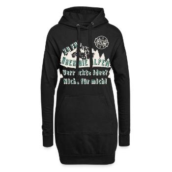 Zu Fuß über die Alpen - offline - verrückte Idee - Hoodie-Kleid - Schwarz - Vorne