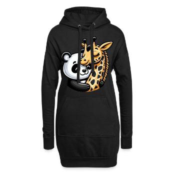 Cuddling Panda And Giraffe In Love - Hoodie-Kleid - Schwarz - Vorne