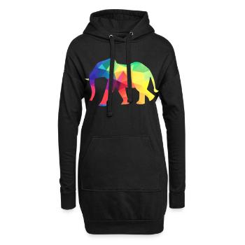 Bunter Elefant - Hoodie-Kleid - Schwarz - Vorne