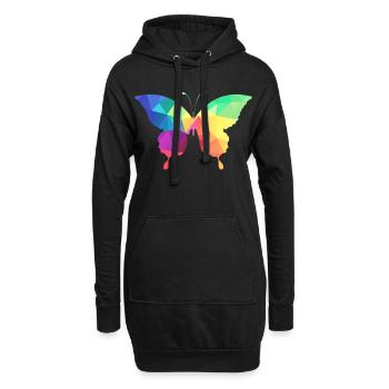 Bunter Schmetterling - Hoodie-Kleid - Schwarz - Vorne