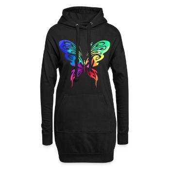 Bunter Sommervogel - Hoodie-Kleid - Schwarz - Vorne