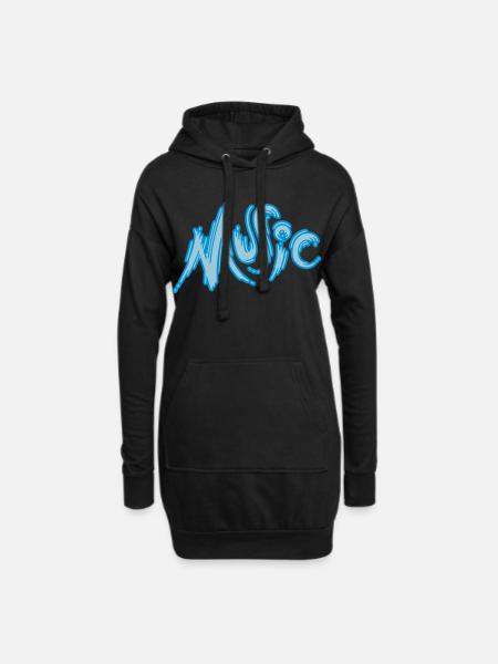 Music - Hoodie-Kleid - Schwarz