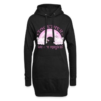 Licorne amour arc-en-ciel ensemble, nous sommes magiques - Sweat-shirt à capuche long Femme - noir - Devant