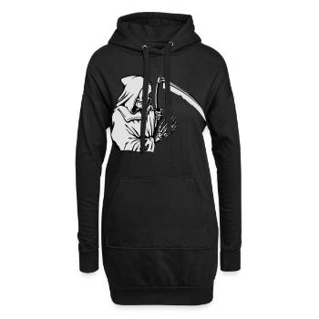 Sensenmann-Silhouette mit Sense - Hoodie-Kleid - Schwarz - Vorne