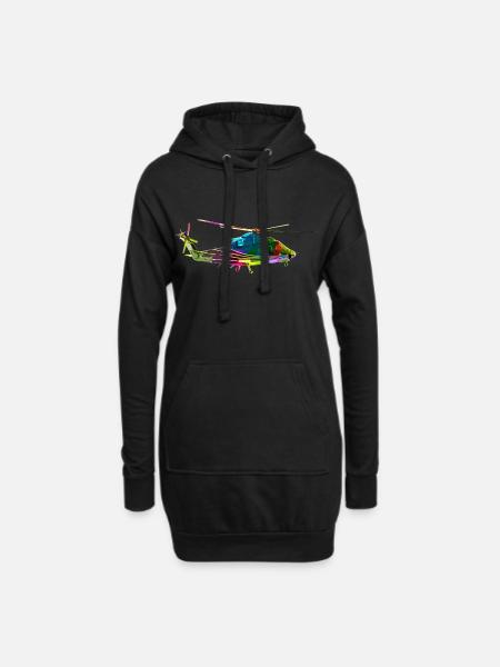 Hélicoptères colorés - Sweat-shirt à capuche long Femme - noir