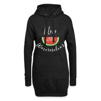 J'aime Pastèques - Watermelon - Fruit - Sweat-shirt à capuche long Femme - noir - Devant