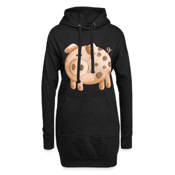 Petit cochon rose - cochon - porcelet - Sweat-shirt à capuche long Femme - noir - Devant