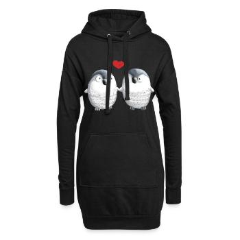 Pinguine in Love - Pinguin - Vogel - Liebe - Herz - Hoodie-Kleid - Schwarz - Vorne