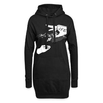 Football main en direct croire football dieu cadeau - Sweat-shirt à capuche long Femme - noir - Devant