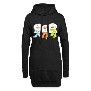 Drei Schneemänner - Weihnachten - Geschenk - Hoodie-Kleid - Schwarz - Vorne