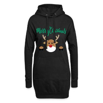 merry christmas reindeer Rentier Noël Xmas - Sweat-shirt à capuche long Femme - noir - Devant