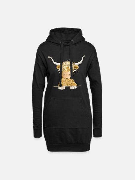 Funny Scottish Highland cow cow gift - Hoodie Dress - black