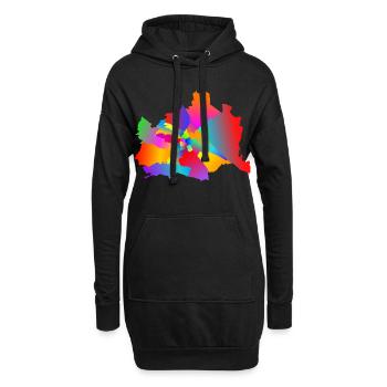 buntes Wien, tolerantes Wien, Wiener Bezirke - Hoodie-Kleid - Schwarz - Vorne
