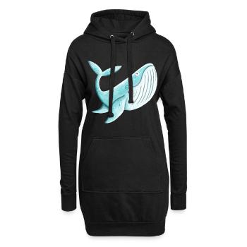 Wal Mit Herz I Buckelwal Walfisch Geschenk Comic - Hoodie-Kleid - Schwarz - Vorne