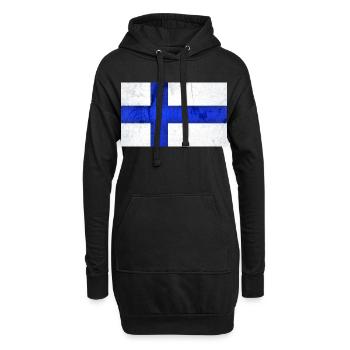 Finnland Flagge - Hoodie-Kleid - Schwarz - Vorne