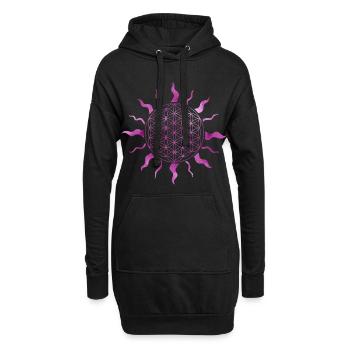 Blume des Lebens Sonne Mandala Watercolor Pink - Hoodie-Kleid - Schwarz - Vorne