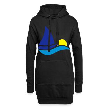 segelboot - Hoodie-Kleid - Schwarz - Vorne