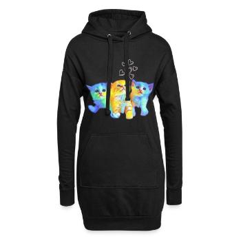 Bébés chats colorés - Sweat-shirt à capuche long Femme - noir - Devant