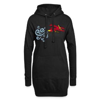 Avion vintage - Sweat-shirt à capuche long Femme - noir - Devant