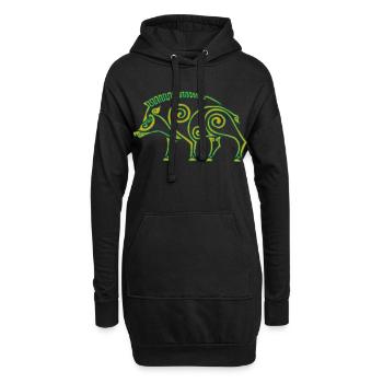 Sanglier celte - Sweat-shirt à capuche long Femme - noir - Devant