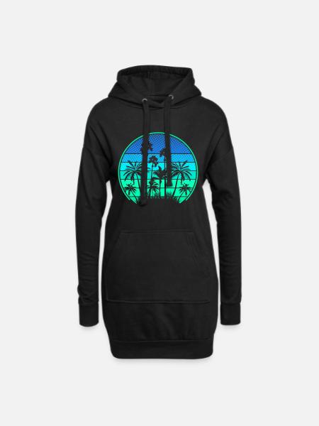 Palmen-Insel - Hoodie-Kleid - Schwarz