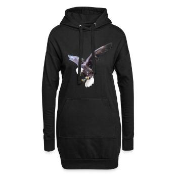 L’aigle en piqué - Sweat-shirt à capuche long Femme - noir - Devant