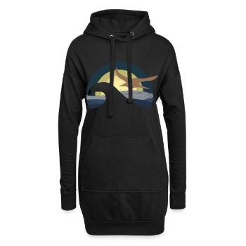Möwe am Meer - Hoodie-Kleid - Schwarz - Vorne