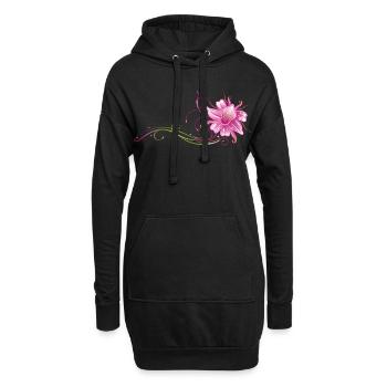 Bunte Orchidee, Ranke in pink und grün - Hoodie-Kleid - Schwarz - Vorne