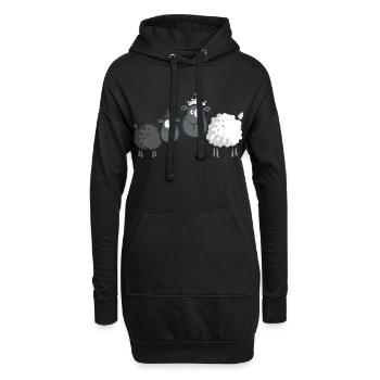 Zwei Schafe - Sheep - Schaf - Comic - Cute - Kids - Hoodie-Kleid - Schwarz - Vorne