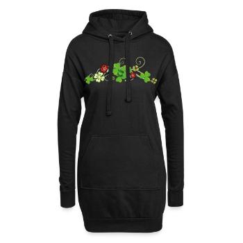 Trèfle, trèfle chanceux avec des coccinelles. - Sweat-shirt à capuche long Femme - noir - Devant