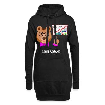 Erklärbär, Lehrer lustiger Bär intelligent, schlau - Hoodie-Kleid - Schwarz - Vorne
