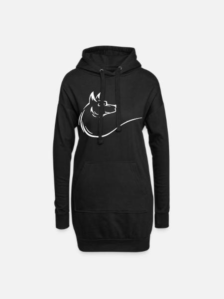 Ein schöner Wolf - minimalistisch - Hoodie-Kleid - Schwarz