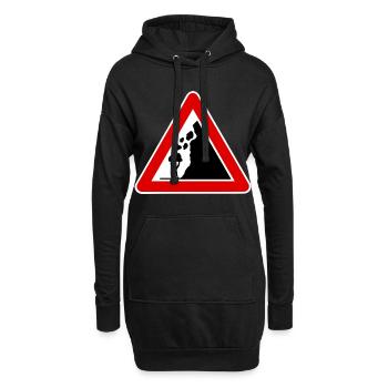 steinschlag, lustiges Verkehrszeichen Bodybuilding - Hoodie-Kleid - Schwarz - Vorne