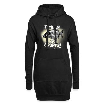Carpe, Je suis un pêcheur de carpe - Sweat-shirt à capuche long Femme - noir - Devant