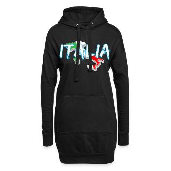 Italie Edo botte blanche - Sweat-shirt à capuche long Femme - noir - Devant