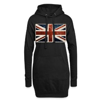 english flag - Hoodie-Kleid - Schwarz - Vorne