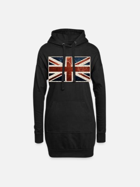 Drapeau anglais - Sweat-shirt à capuche long Femme - noir