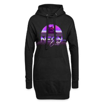 Coole Retro Vintage Neon Katze mit Laser Augen - Hoodie-Kleid - Schwarz - Vorne